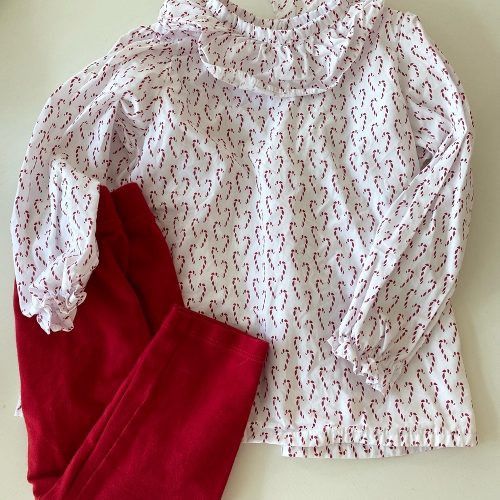 Lila+Hayes Christmas candy cane blouse set